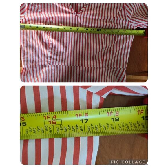Universal Standard X J Crew Top XS Preppy Work Career Poplin Tie-Sleeve Striped - Picture 9 of 12